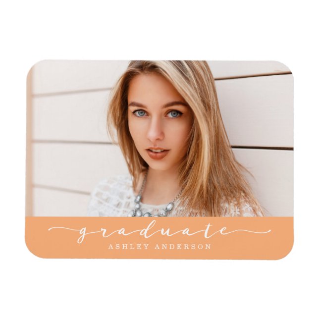 Classic Orange Graduation Photo Magnet (Horizontal)