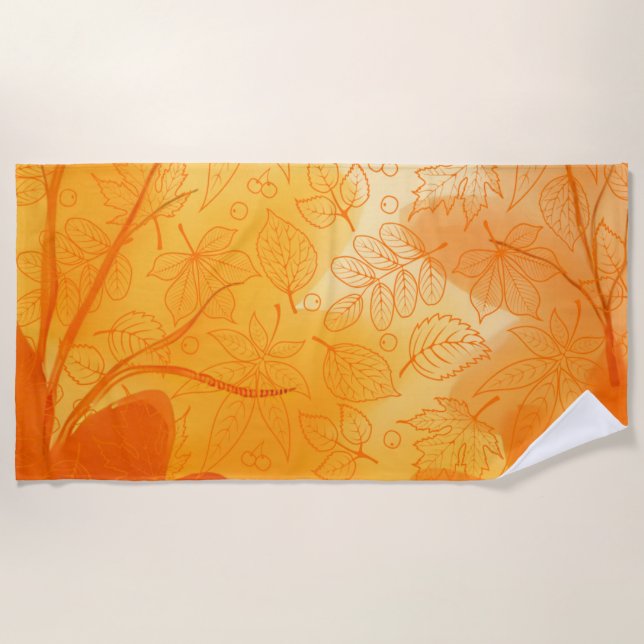 Classic orange leaves Fall/Autumn Beach Towel (Front)