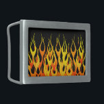 Classic Orange Racing Flames on Fire Belt Buckle<br><div class="desc">Hot rod racy orange on black pin stripe flames graphic design decor that can always make for a great custom gift for yourself or for someone special on your list,  these are sure to make an impression on any festive occasions.</div>