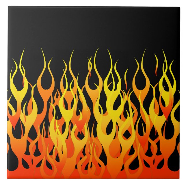 Classic Orange Racing Flames on Fire Ceramic Tile (Front)