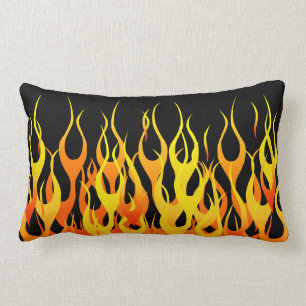 Classic Orange Racing Flames on Fire Lumbar Cushion