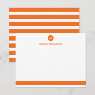 Classic Orange Stripe Personalised Monogram Card