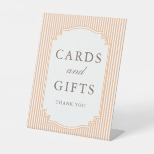 Classic Orange Striped Wedding Cards and Gifts Pedestal Sign