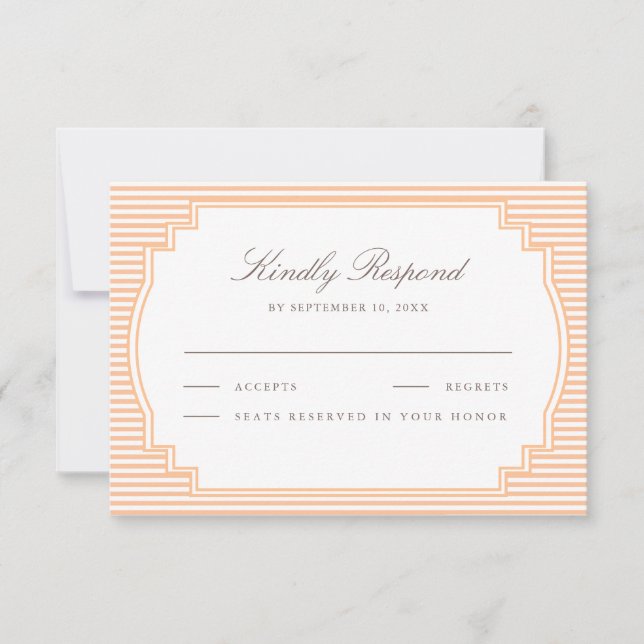 Classic Orange Striped Wedding RSVP Card (Front)