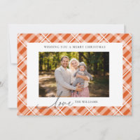 Classic Orange Tartan Plaid Two Photos Christmas