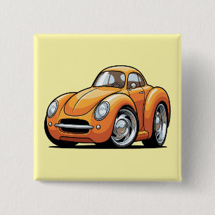 Classic Orange Toon Car 15 Cm Square Badge