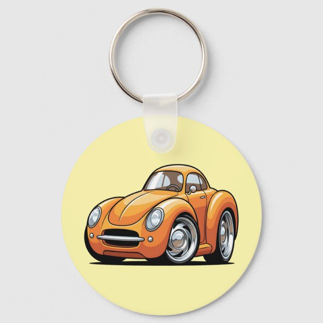 Classic Orange Toon Car Key Ring (Front)