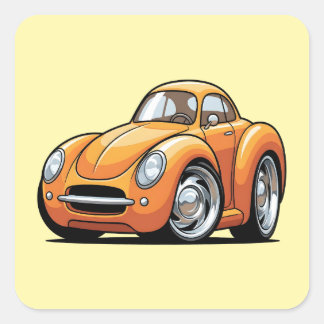 Classic Orange Toon Car Square Sticker