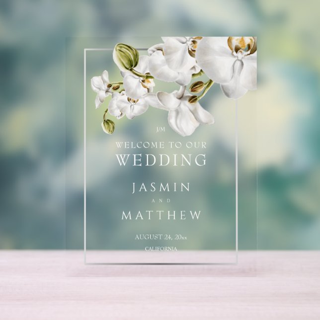 Classic Orchids Frame Elegant Welcome Wedding Sign (Neutral)
