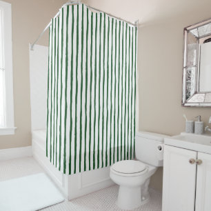 Classic Organic Stripes Deep Green Shower Curtain