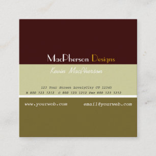 Classic Organic Tri-Colour Forest Green Consultant Square Business Card