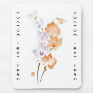 Classic oriental chinese sumi-e ink flower paint c mouse pad