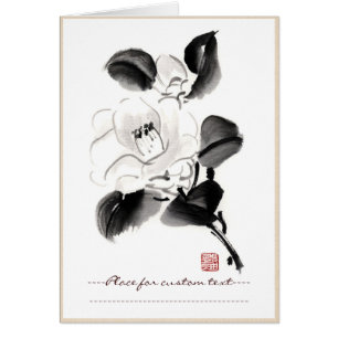 Classic oriental chinese sumi-e ink flowers paint