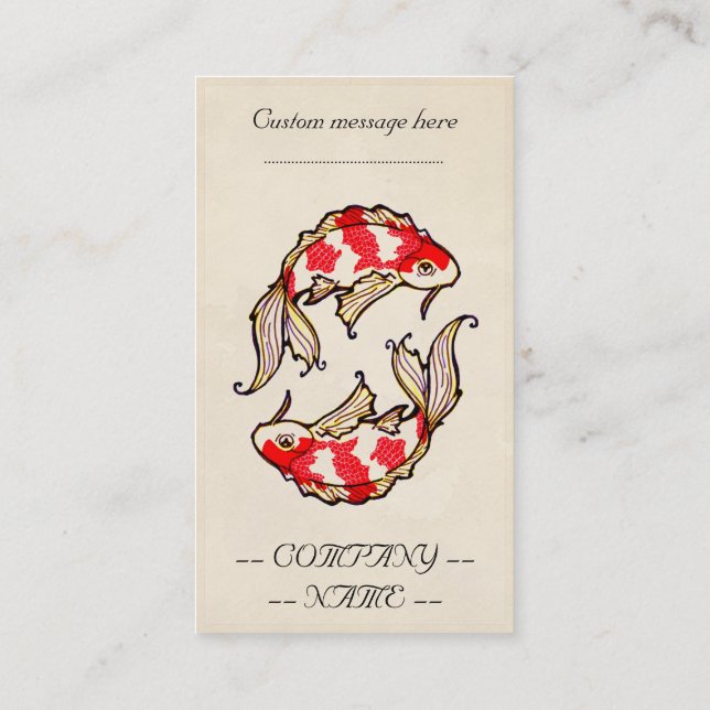 Classic oriental japanese koi carp fish  tattoo business card (Back)