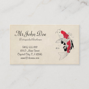 Classic oriental japanese red koi fish tattoo business card