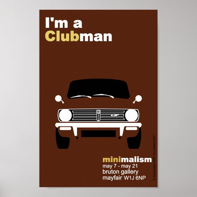 Classic Original Mini Clubman minimalist art Poster (Front)
