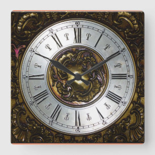 CLASSIC Ornamental roman numerals image Square Wall Clock