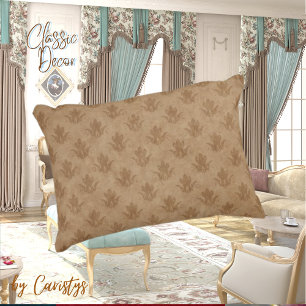 Classic Ornate Emblem Brown Taupe Linen Decorative Cushion