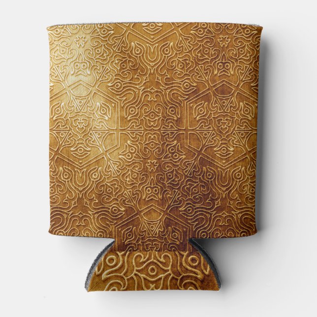 Classic Ornate Gold Metal Plate Can Cooler (Front)