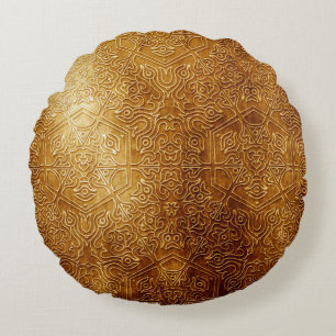 Classic Ornate Gold Metal Plate Round Cushion
