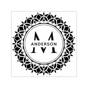 CLASSIC ORNATE MANDALA CUSTOM MONOGRAM FAMILY NAME SELF-INKING STAMP