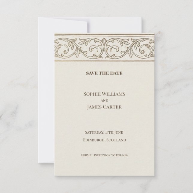 Classic Ornate Save The Date Card (Front)