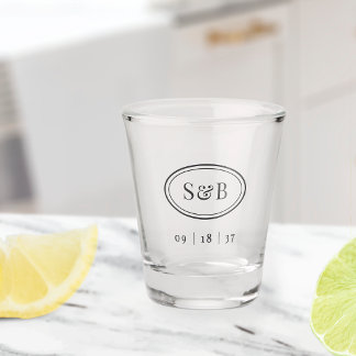 Classic Oval Monogram Wedding Shot Glass