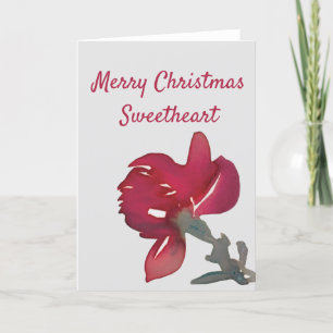 Classic Painted Red Rose Romantic Christmas Holiday Card