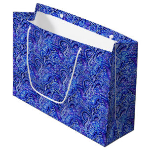Classic Paisley Vibrant Blue Large Gift Bag