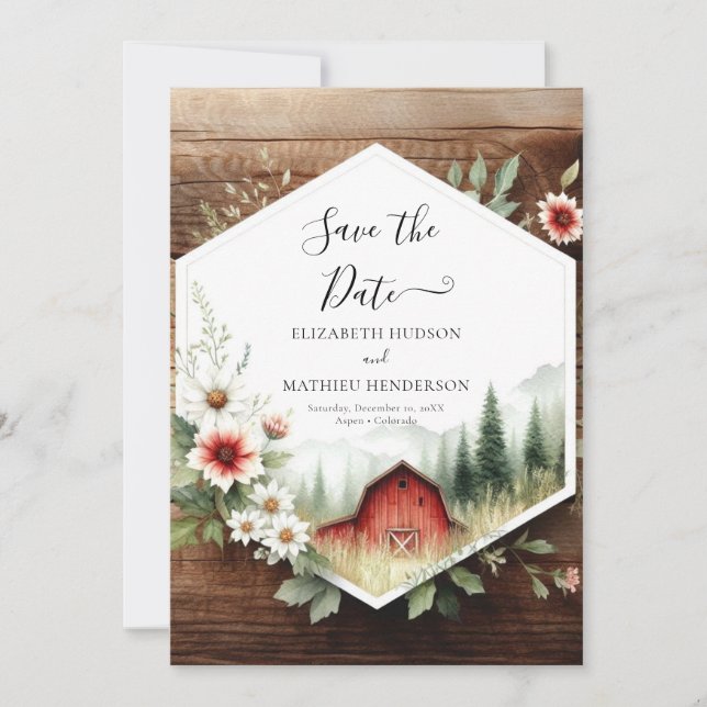 Classic Pampas Grass Barnyard Wedding Save The Date (Front)