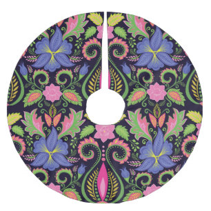 Classic Pansy: Vintage Floral Wallpaper Brushed Polyester Tree Skirt
