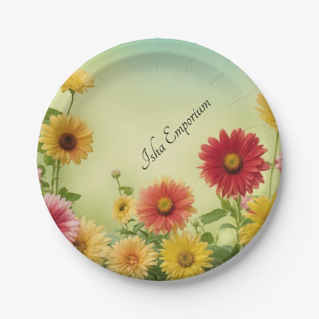 Classic paper plate with a floral design (Front)