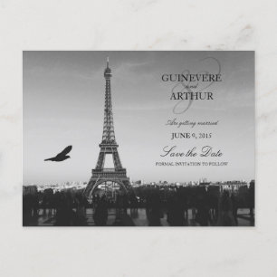 Classic Paris France Wedding Save the Date Announcement Postcard