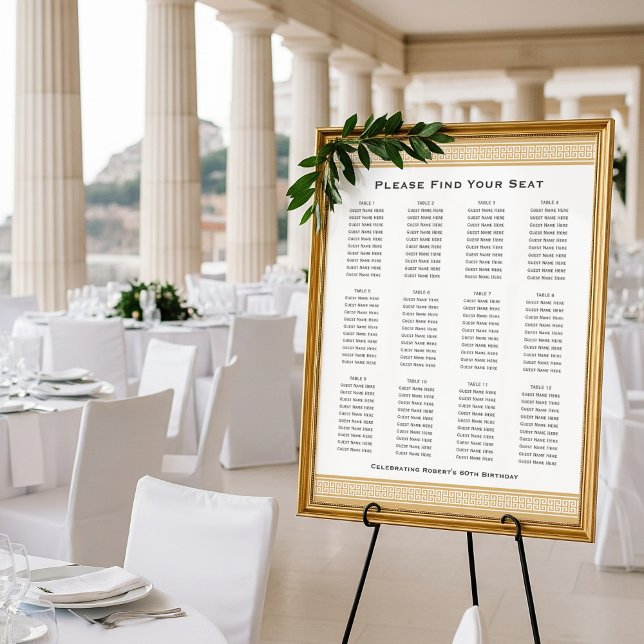 Classic Party Seating Plan 12 Tables Sign Gold (Creator Uploaded)