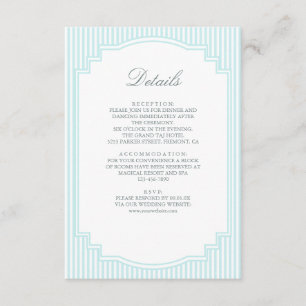 Classic Pastel Blue Striped Wedding Details Enclosure Card