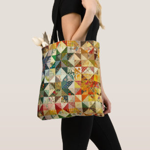 Classic Patchwork Fabric Design Tote Bag
