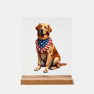 Classic Patriotic Golden Retriever Vintage Shirt 2 Acrylic Sign