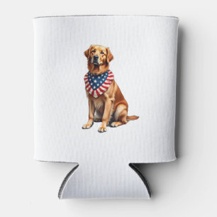 Classic Patriotic Golden Retriever Vintage Shirt 2 Can Cooler
