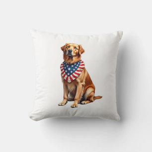 Classic Patriotic Golden Retriever Vintage Shirt 2 Cushion