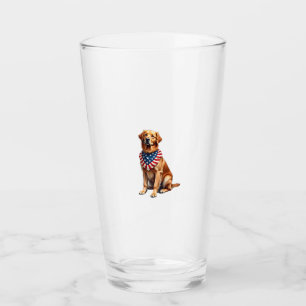 Classic Patriotic Golden Retriever Vintage Shirt 2 Glass