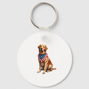 Classic Patriotic Golden Retriever Vintage Shirt 2 Key Ring