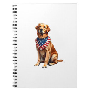 Classic Patriotic Golden Retriever Vintage Shirt 2 Notebook