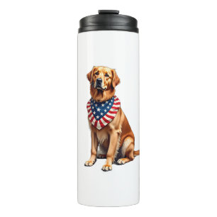 Classic Patriotic Golden Retriever Vintage Shirt 2 Thermal Tumbler