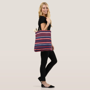 Classic Patriotic Red White Blue Stripes Seamless Tote Bag