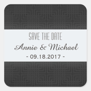 Classic Pattern -Black and White- Save the Date Square Sticker