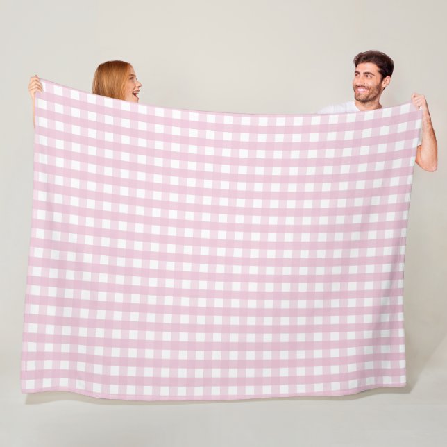 Classic Pattern Of Pink And White Gingham  Fleece Blanket (In Situ)