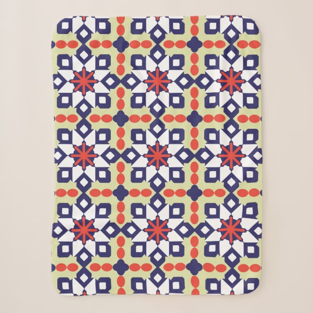 Classic Pattern Ornament,Seamless Geometric Patter Sherpa Blanket (Front)