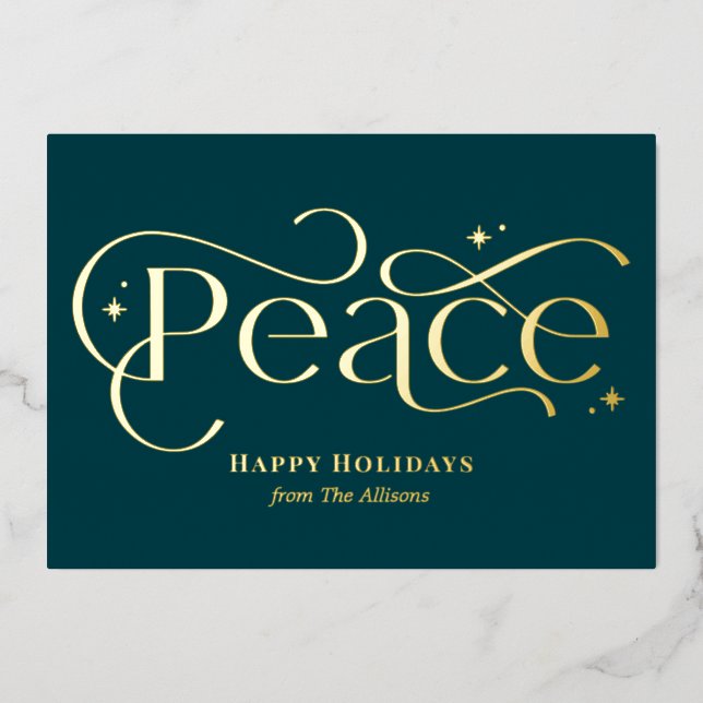 Classic Peace Foil Business Holiday Card (Front)