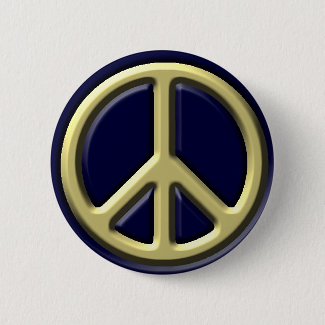 Classic Peace Sign, Gold 6 Cm Round Badge (Front)