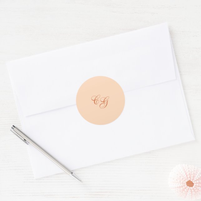 Classic Peach Elegant Wedding Classic Round Sticker (Envelope)
